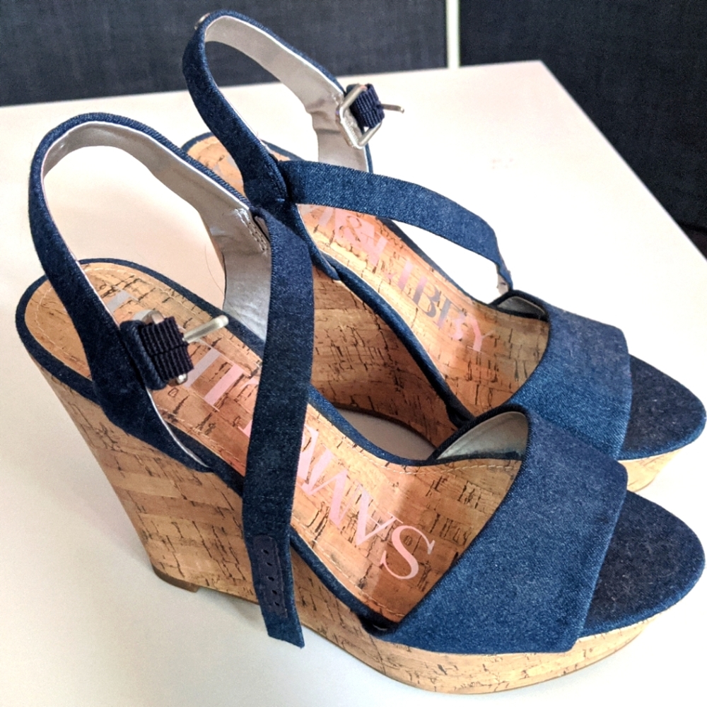 Sam & Libby Wedge Platform Sandals - size 7